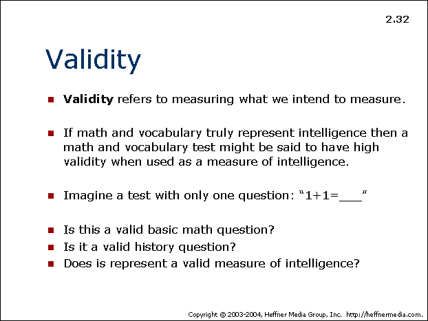 how to test validity in statistics