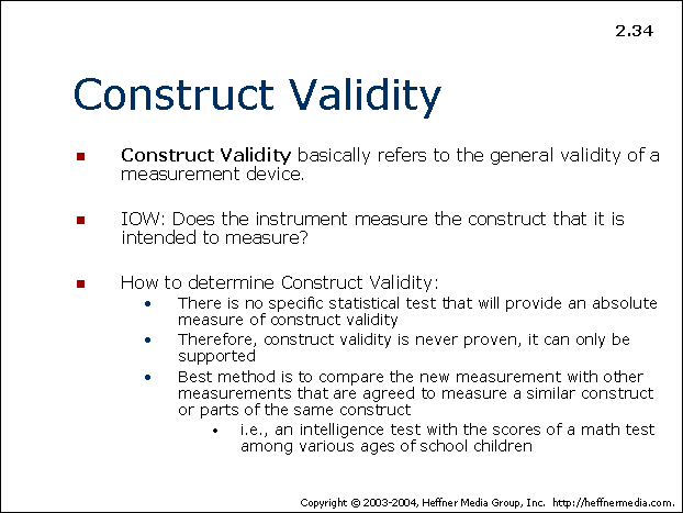 Construct Validity Psychology Definition