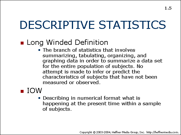 Descriptive statistics in dissertation