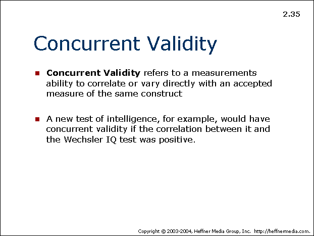 Concurrent Validity Psychology Example