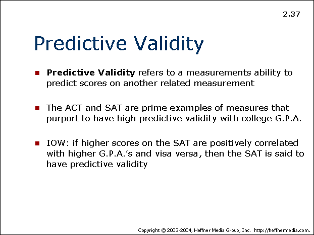 37: Predictive Validity: Predicting Scores | AllPsych