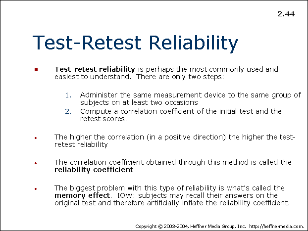 test of reliability in research