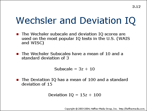 12: Wechsler and Deviation IQ | AllPsych