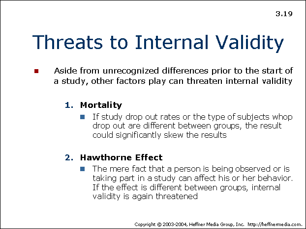 threats to internal validity in non experimental designs