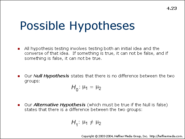 the alternative hypothesis states that there is